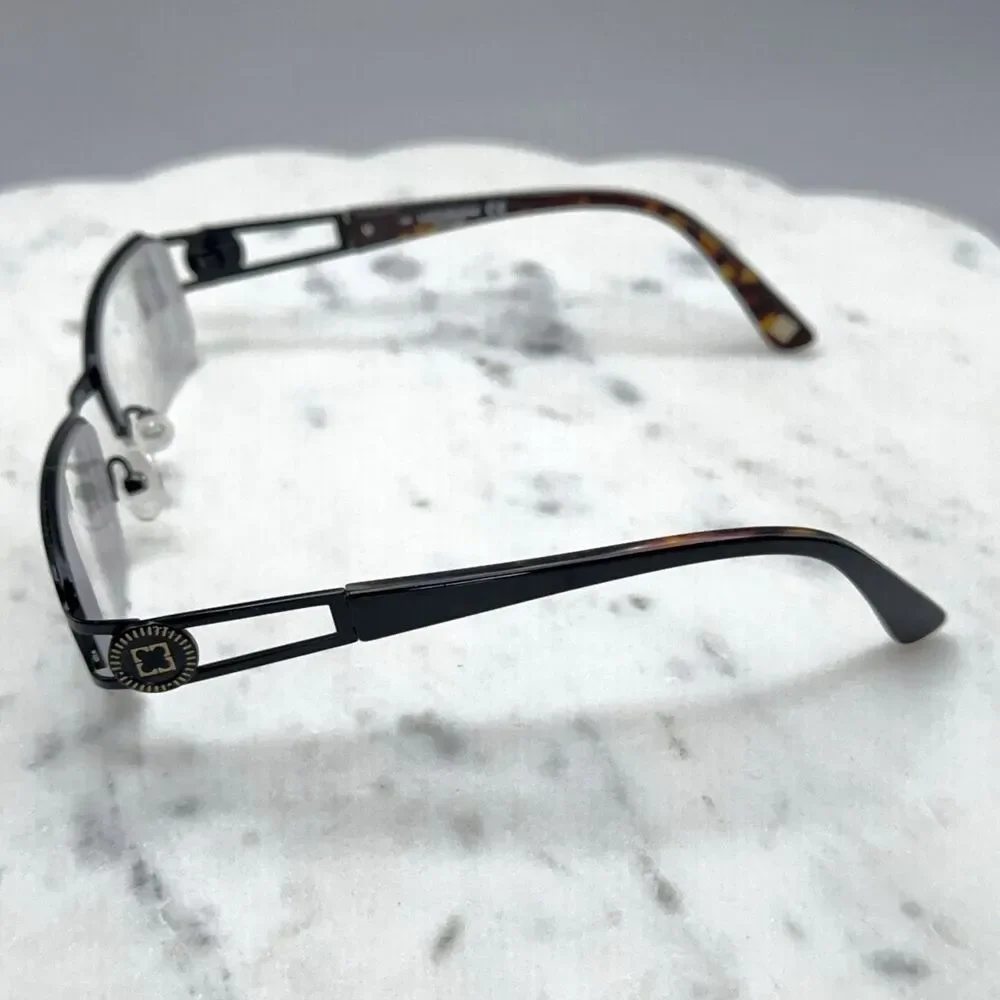 Liz Claiborne NY L351 Satin Black 0RX1 Half Rim Eyeglasses Frames Only 51-18-135